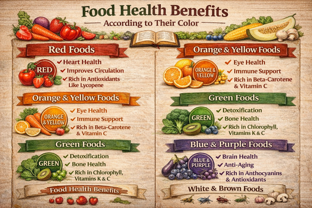Food Health Benefits According To There Color